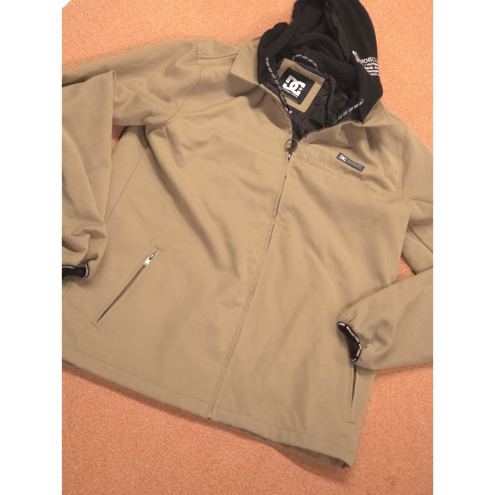 DC Shoes Hooded Workwear Jacket Men's Large Tan Skate DWR Water Repellent